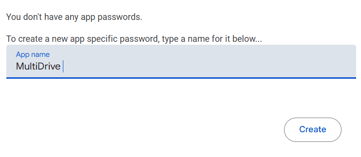 Create a new app password