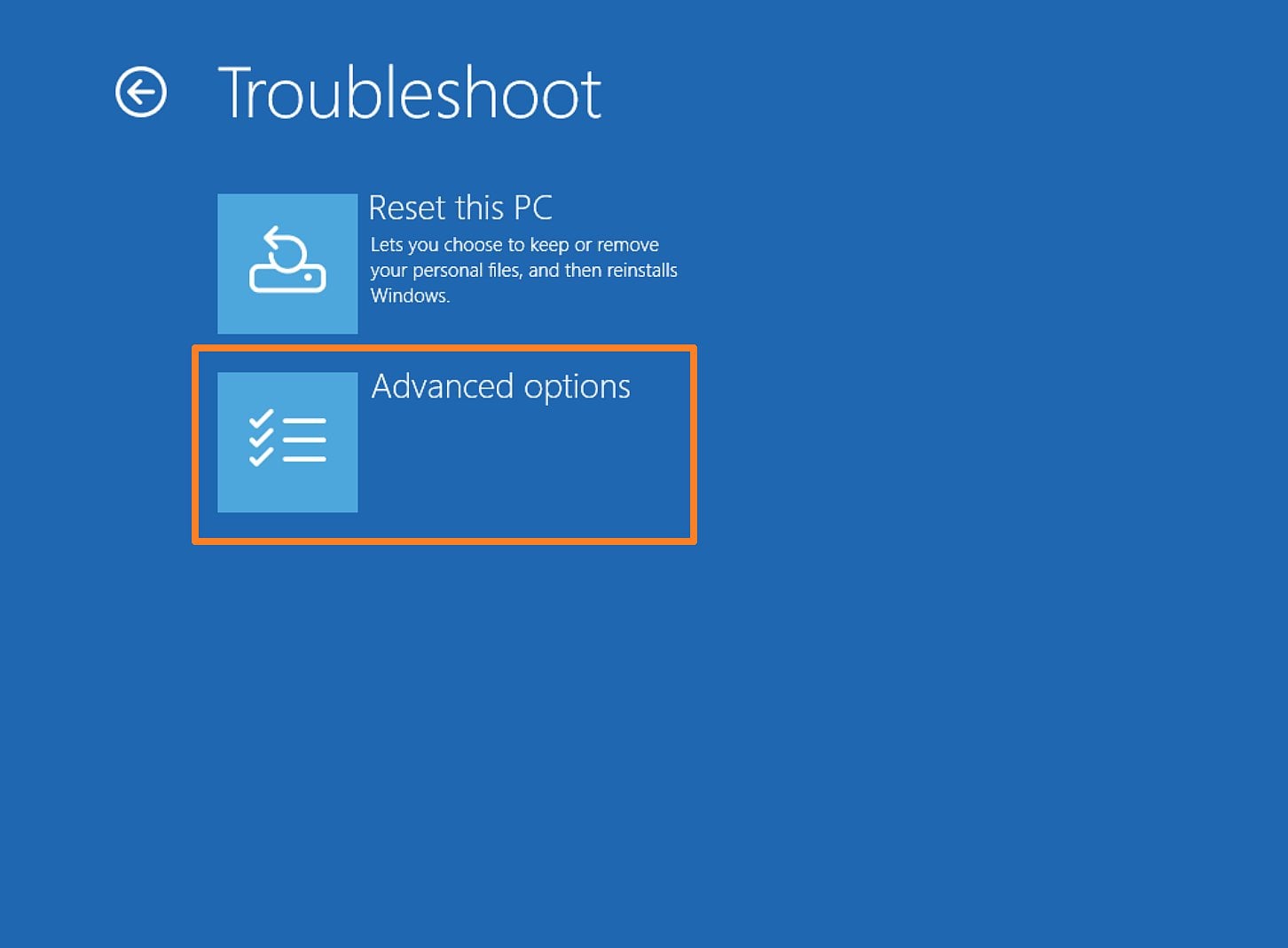 Advanced options in the Windows Recovery Environment