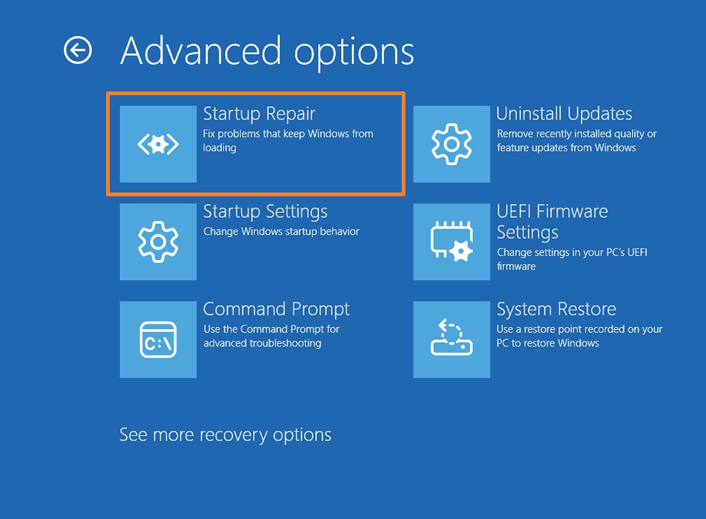 Startup Repair in the Windows Recovery Environment